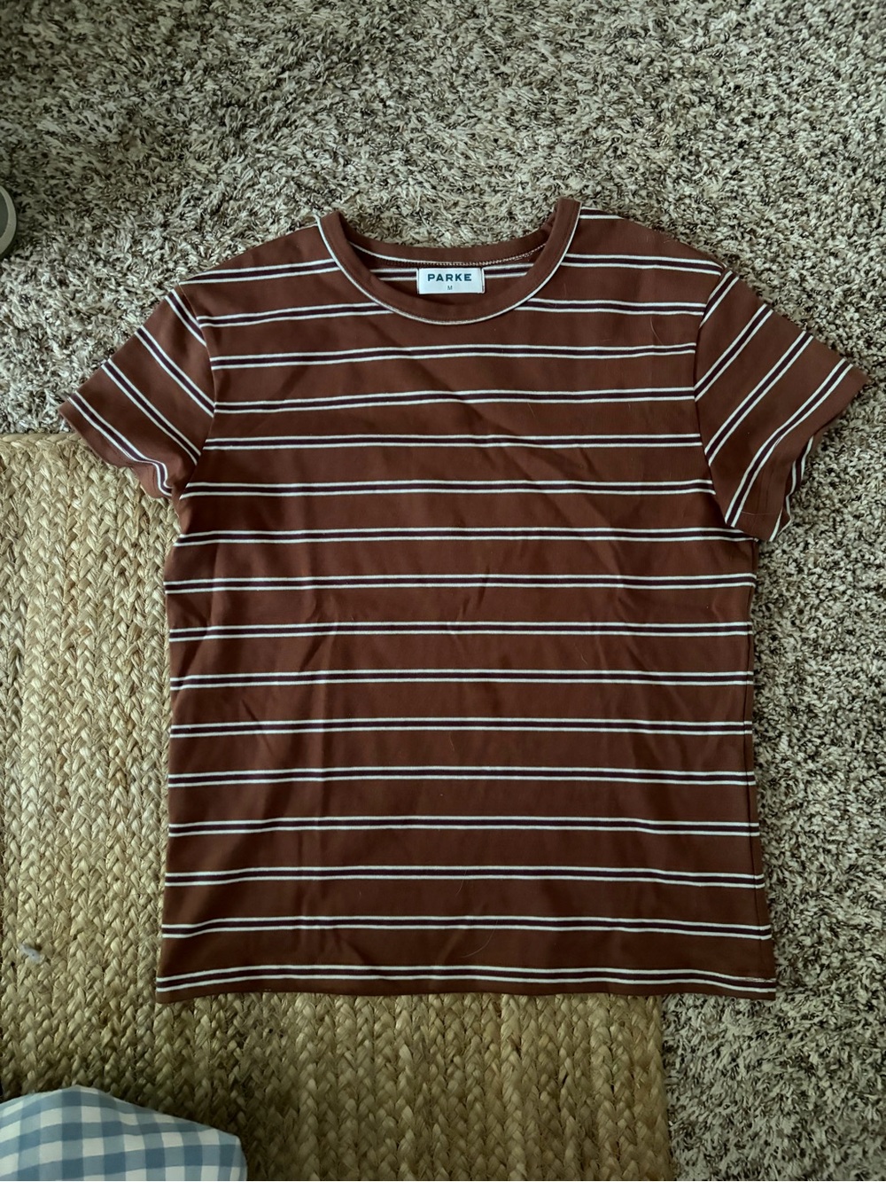 Parke Brown Striped Boxy Tee